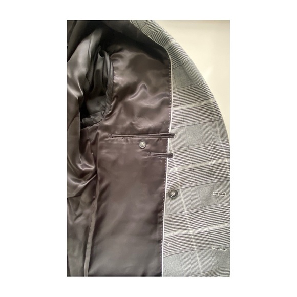 Topman Mens Double Breasted Jacket Blazer Sz 40R Gray Plaid - Picture 4 of 12